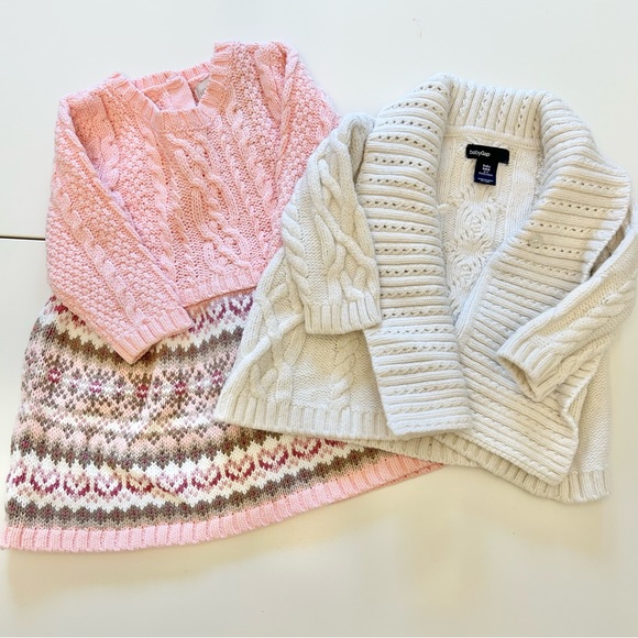 Baby Girl Knit Bundle Dress and Sweater Sz 0-3m - Picture 1 of 3